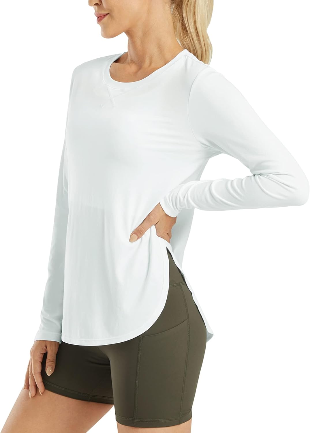 Women's UV Shirts Long Sleeve Workout Sun Shirt Outdoor Gym Hiking Tops Quick Dry Lightweight