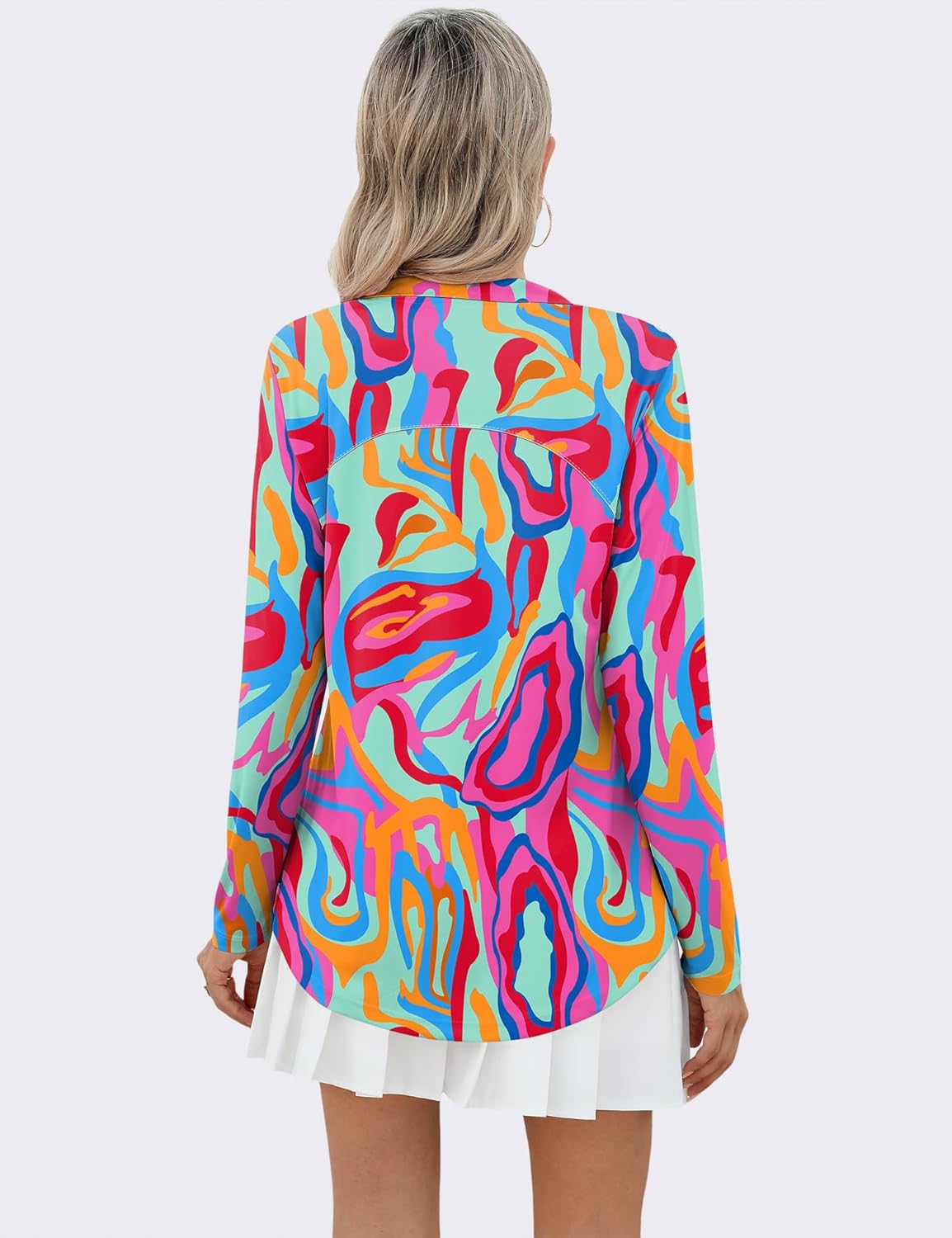 Womens Long Sleeve Shirts Sun Protection Quarter Zip Pullover Lightweight Athletic Golf Hiking Shirts Tops - Image 2