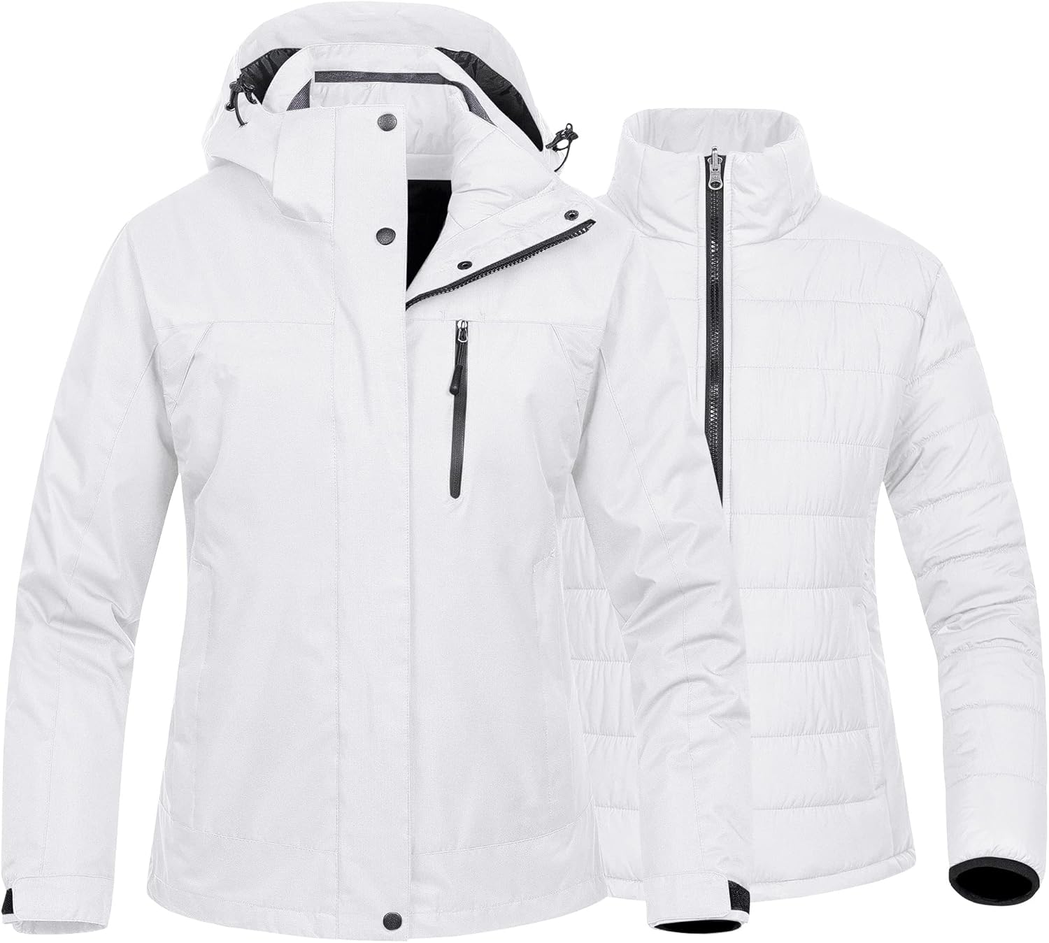 US Women's 3 In 1 Waterproof Ski Jacket Windproof Snowboarding Jacket Warm Winter Snow Coat Raincoat