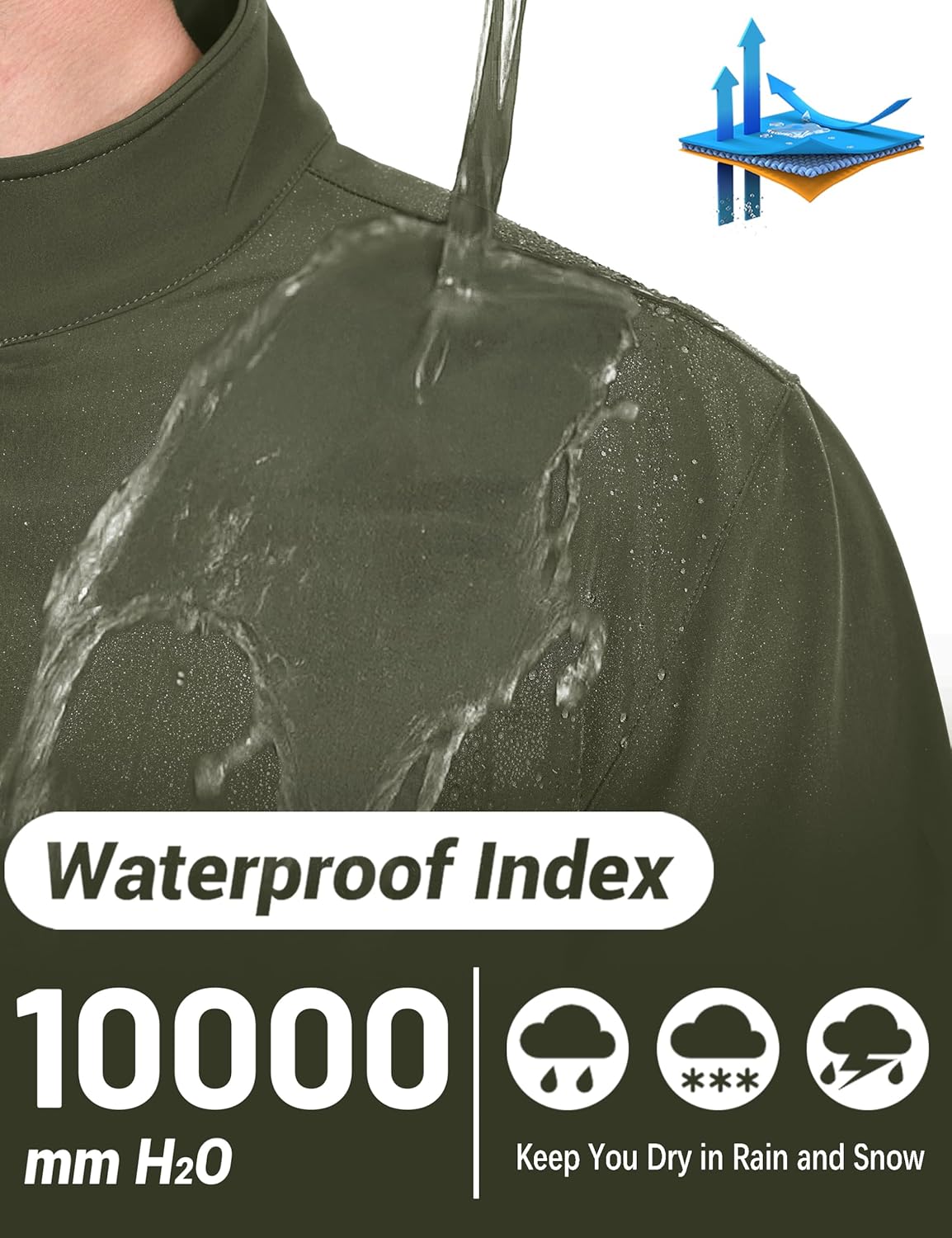 Men's Lightweight Softshell Jacket Waterproof Lightweight Fleece Lined Winter Coat with 4 Pockets Windbreaker - Image 2