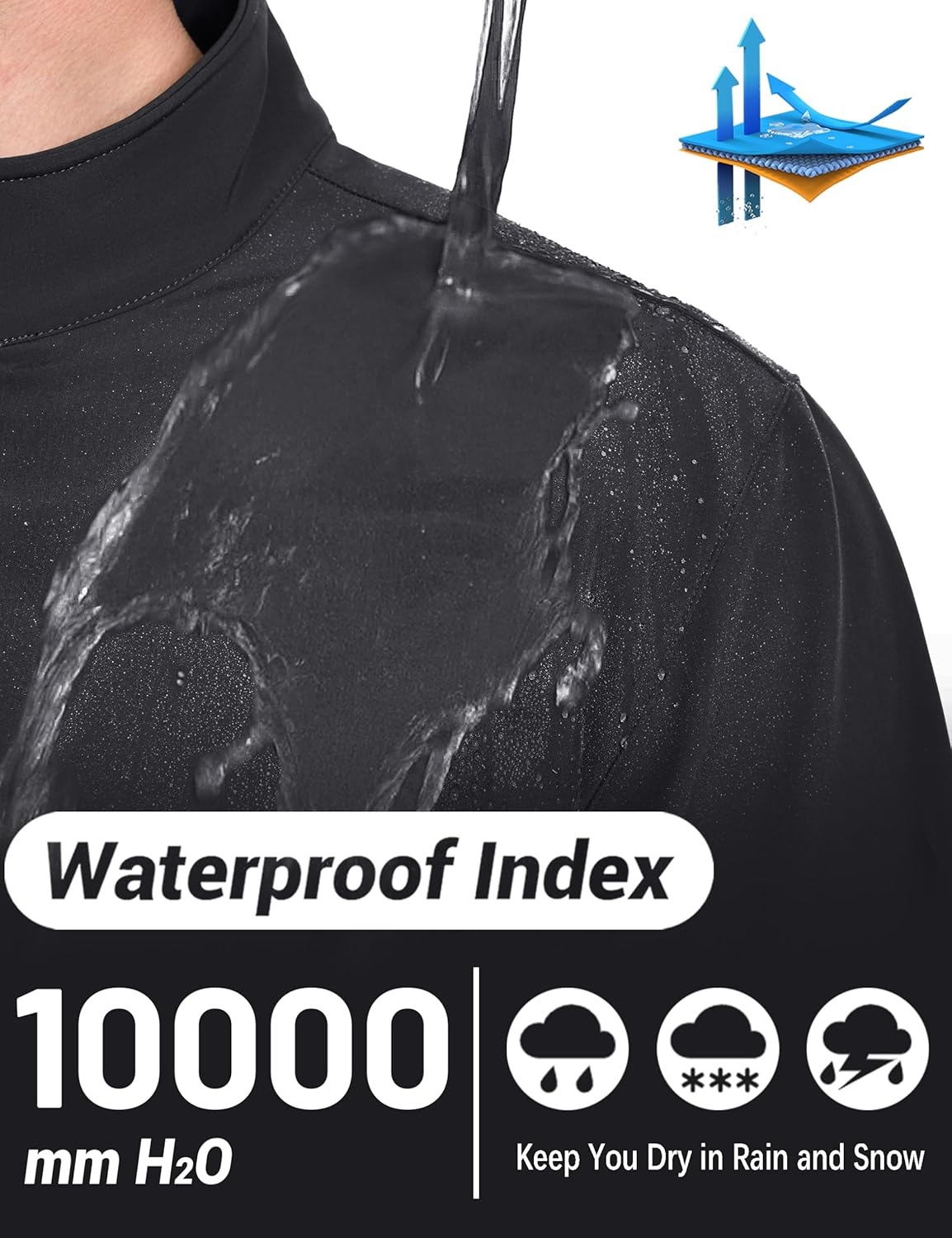 Men's Lightweight Softshell Jacket Waterproof Lightweight Fleece Lined Winter Coat with 4 Pockets Windbreaker - Image 2